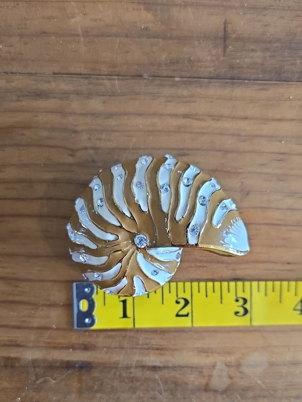 Nautilus Shell Enameled Box with Rhinestones